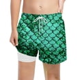 thumbnail image 4 of VNKIDY Boys Trunks Kids Summer Scale Pattern Print Loose Fit Beach Shorts Elastic Waisted Drawstring Breathable Swim Shorts For Beach Casual Wear Stylish Bottoms Green 7-8 Years, 4 of 4