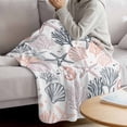 thumbnail image 3 of Coastal Ocean Blanket Soft Cozy Warm Throw Blanket for Couch, Plush Fuzzy Flannel Fleece Blankets for Sofa, Green Pink Coral Starfish Seahorse Shell Bed Blankets Lightweight Gifts for Women, 50"x80", 3 of 9