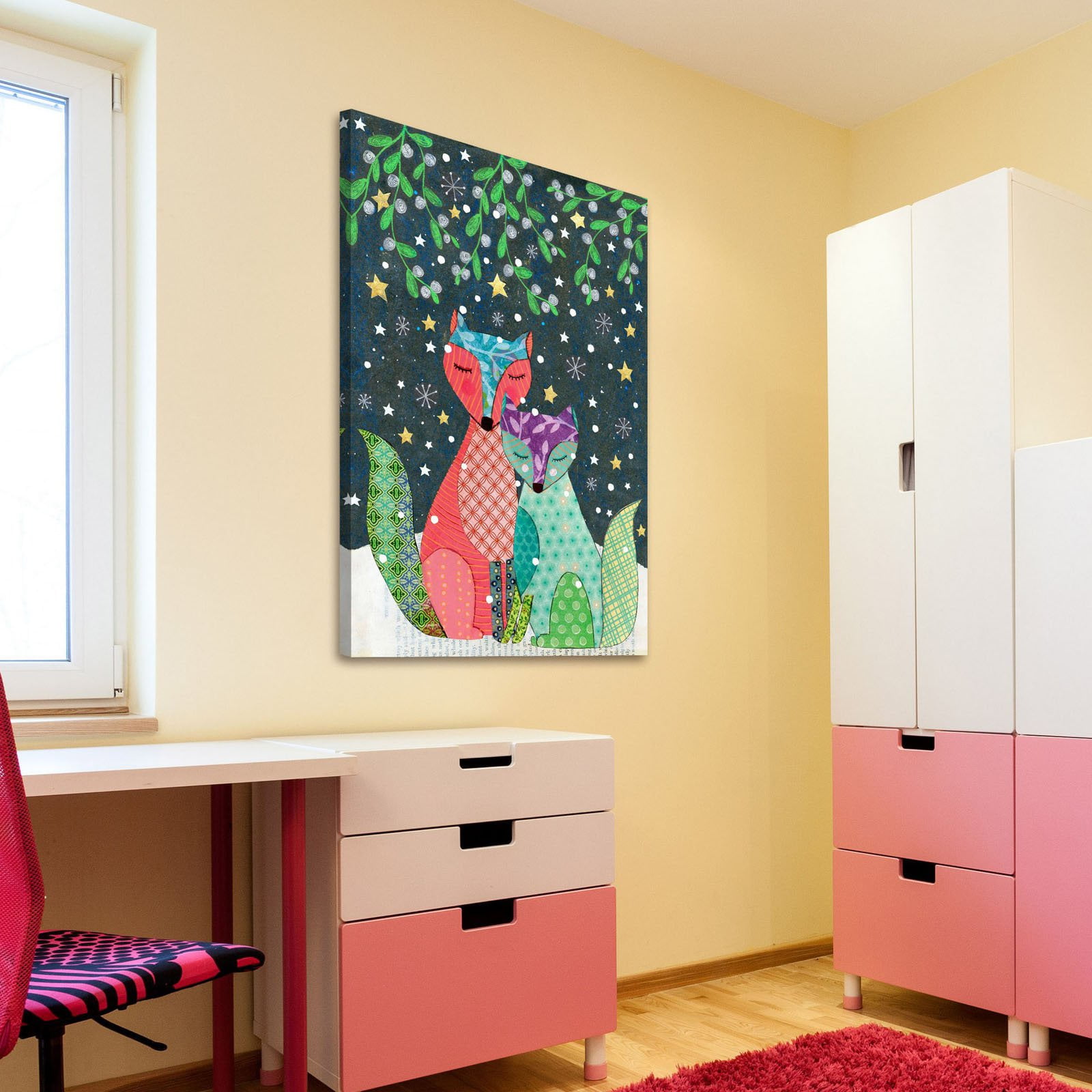 "Winter Foxes" Painting Print on Wrapped Canvas