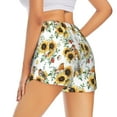 thumbnail image 4 of Picia Sunflowers Leaves And Birds Pattern Women's 2 in 1 Athletic Running Shorts High Waisted Workout Casual Gym Sweat Shorts with Comfy Liner Zipper Pockets-XX-Large, 4 of 9