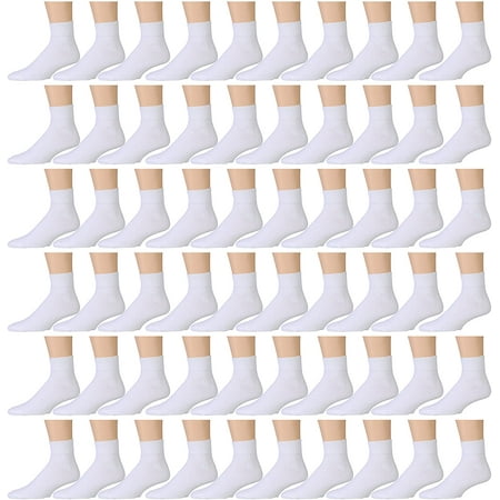 

SOCKS NBULK Womens Cotton Diabetic Ankle Socks Loose Fit Top Non-Binding Medical Socks (60 Pack White Ankle Women (9-11))