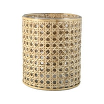 Serene Spaces Living Large Glass Hurricane Candle Holder Wrapped in Woven Rattan Cane, Candle Centerpieces for Tables, Wedding Reception Vases, Use for Living Room, Measures 10" Tall & 5" Diameter