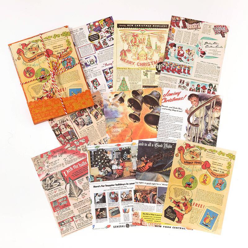 Christmas Memoirs Paper - Vintage Christmas Theme Non-Adhesive Journal Collage Base Paper for Scrapbooking and DIY Decoration