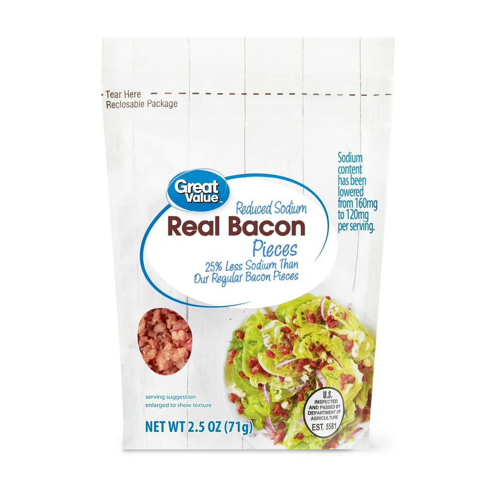 Great Value Reduced Sodium Real Bacon Pieces, 2.5 oz