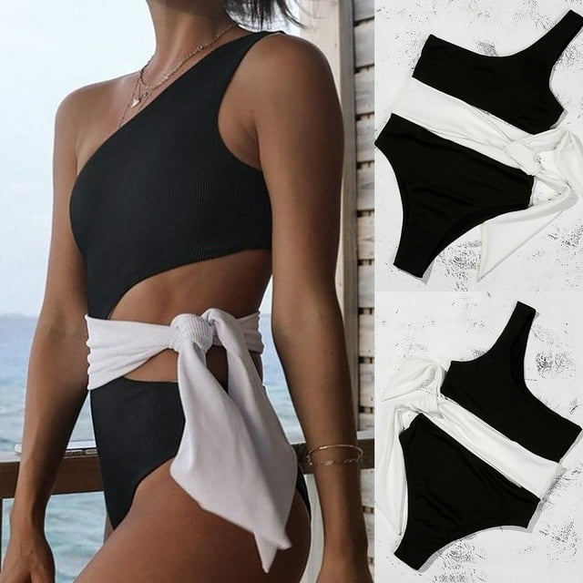 Maillots de Bain Corset pour Femmes Mode Patchwork Nœud Maillot de Bain une Pièce Maillot de Bain de Plage Maillot de Bain String une Pièce en Liquidation