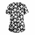 thumbnail image 3 of Moda Mujer Causal Cuello en V Blusa estampada Camiseta de manga corta Verano Halloween Bolsillos Tops Fridja  zx3894, 3 of 5