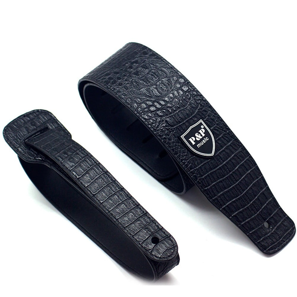 Pu Leather Guitar Strap Embossed Adjustable for Acoustic Electric Bass