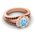 thumbnail image 3 of 2.35 Carat Unique Oval Cut Aquamarine & Garnet Gemstone Anniversary Ring for Ladies 18K Rose Gold Size 6.5 by Diamond-Capitals, 3 of 8