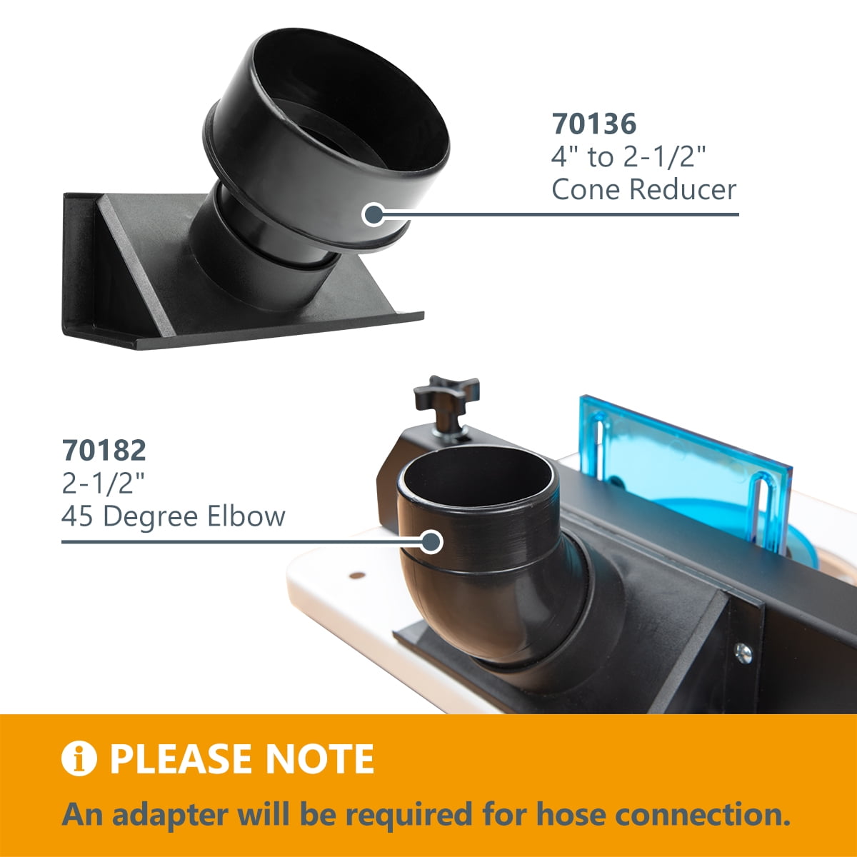 POWERTEC 71913 Full Size Router Bit Guard with 2.5" ID Router Table Dust Port and 2-PC Router Fence/Router Table Featherboards