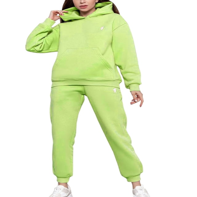 Two Piece Outfit For Women Long Sleeve Pullover With Hooded Long Pants Tracksuit Jogger Set with Pockets