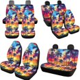 thumbnail image 3 of Uorisanigo Palm Tree Sunset Car Seat Covers 10 Pack with Car Seat Belt Pad Cover and Steering Wheel Cover Auto Water Cup Pad Keychains Soft Easy to Install Auto Interior for Most Cars SUVs, 3 of 7
