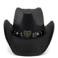 thumbnail image 7 of Straw Cowboy Hat for Men Women Adult, Breathable Lightweight | Straw Woven, Elastic Sweatband,Western Style, Outdoor Sunshade, 7 of 7