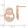 thumbnail image 4 of Solid 14k Rose Gold Polished Diamond Double Circle Post Earrings Natural Diamonds, 4 of 6