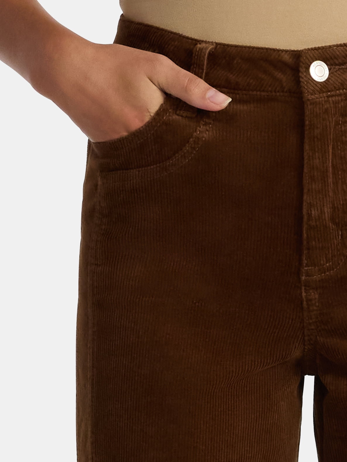 Time and Tru Women's and Women's Plus Corduroy Seamed Wide Leg Pants, 31" Inseam, Sizes 2-22