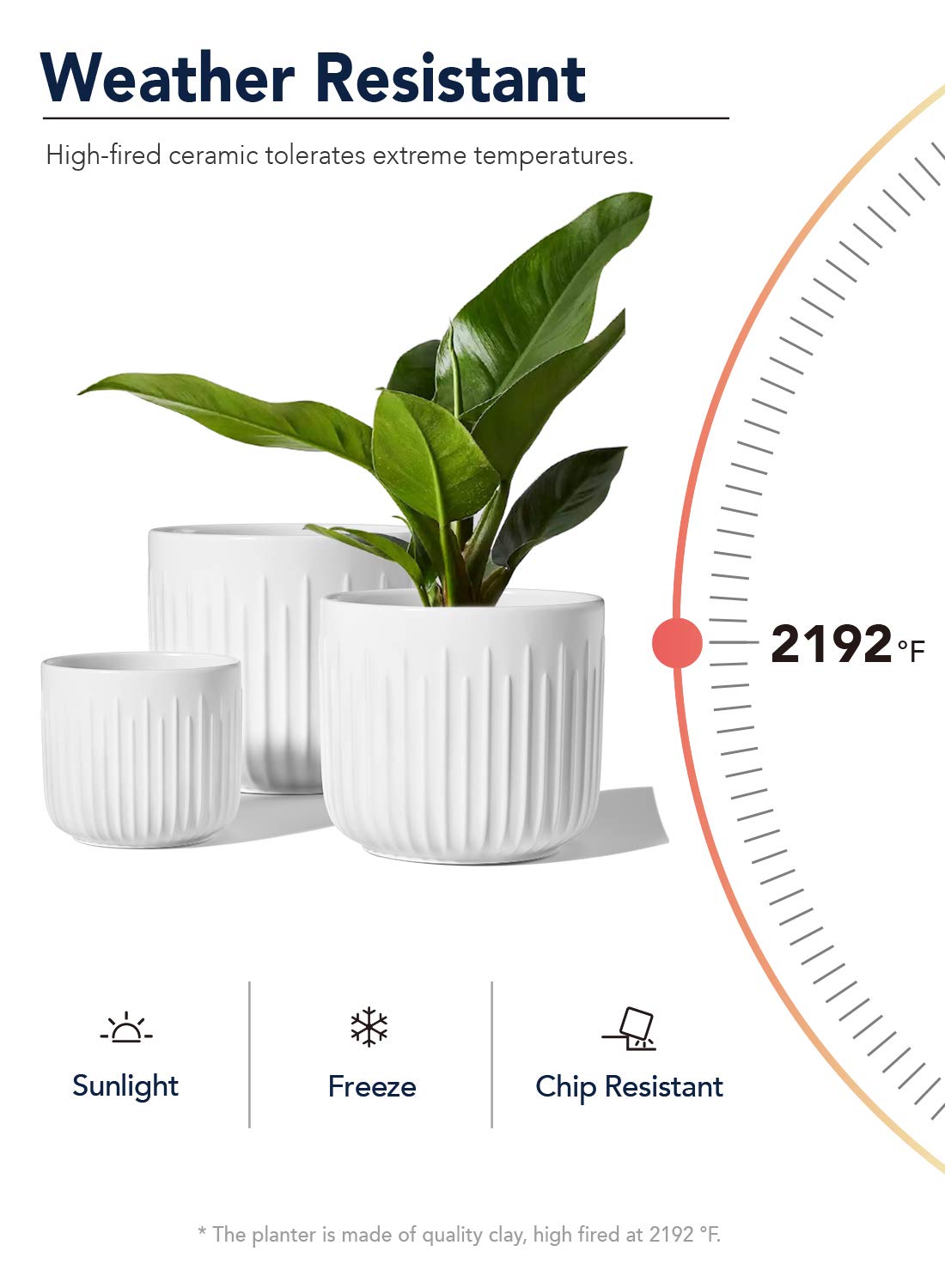 BEMAY 3-Pack Ceramic Plant Pots with Drainage Holes photo 7