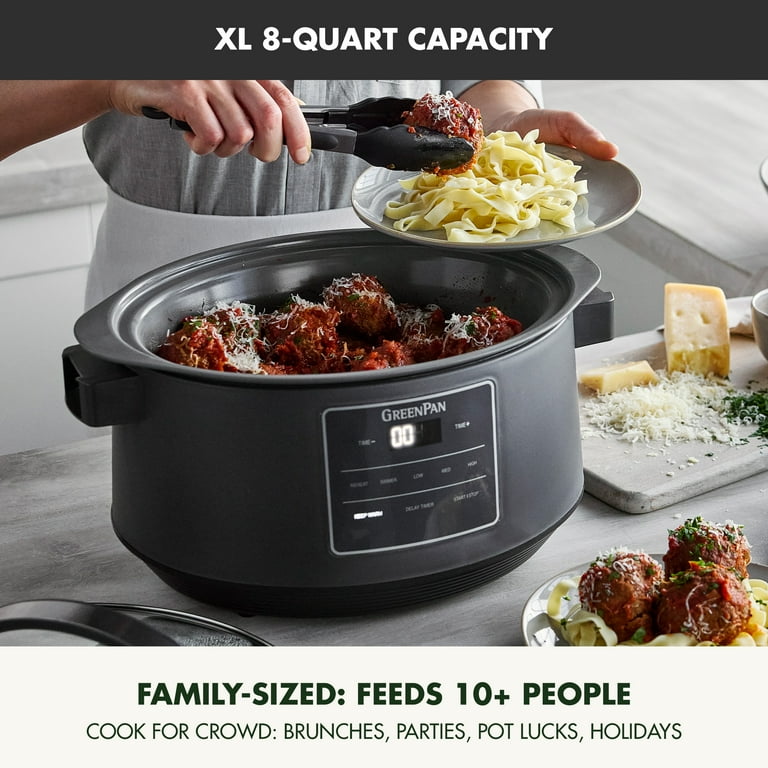 GreenPan, Slow Cooker, 8 Quart Locking Lid, Ceramic Nonstick
