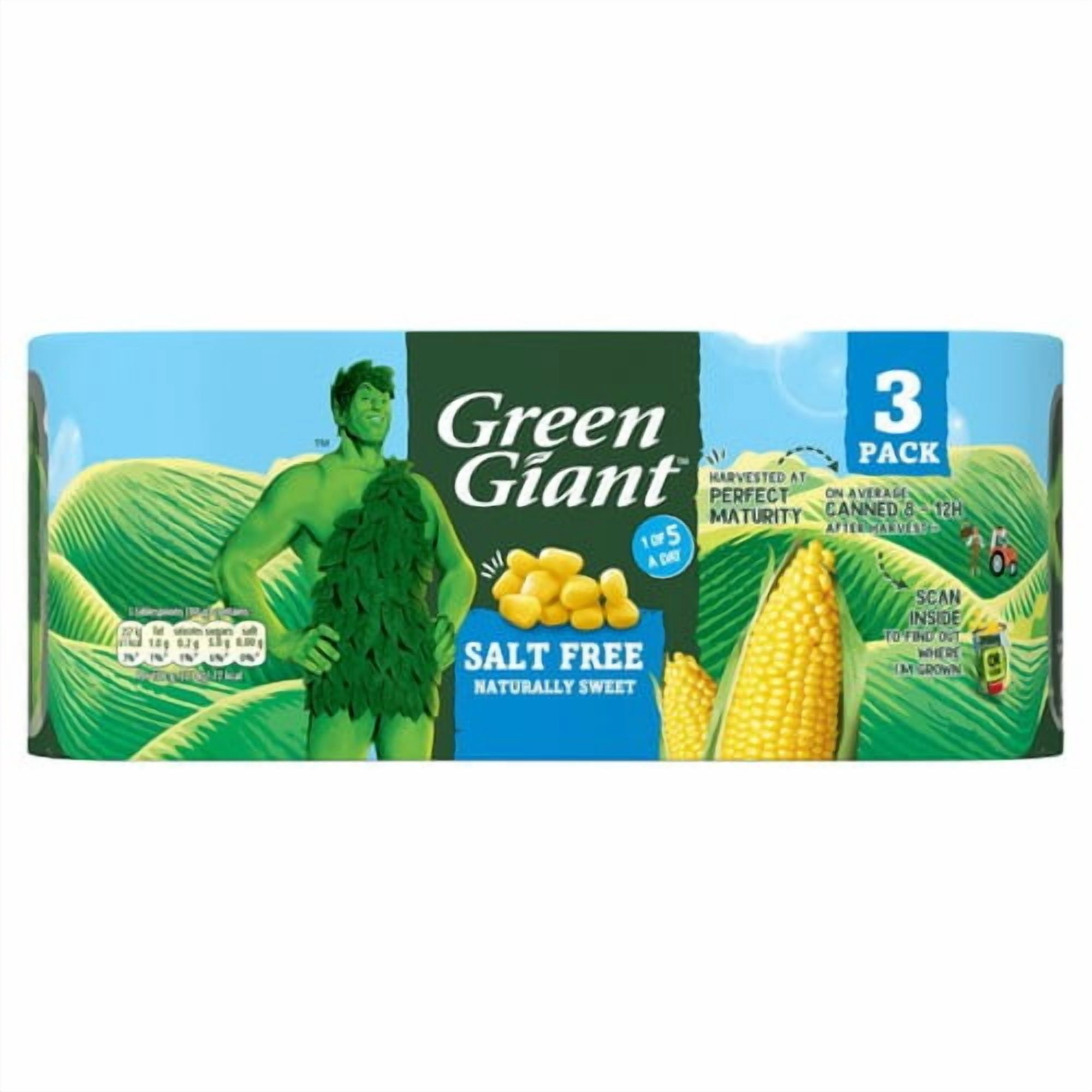 Green Giant Salt Free Sweetcorn 3 x 198g, British Import (Pack of 2)
