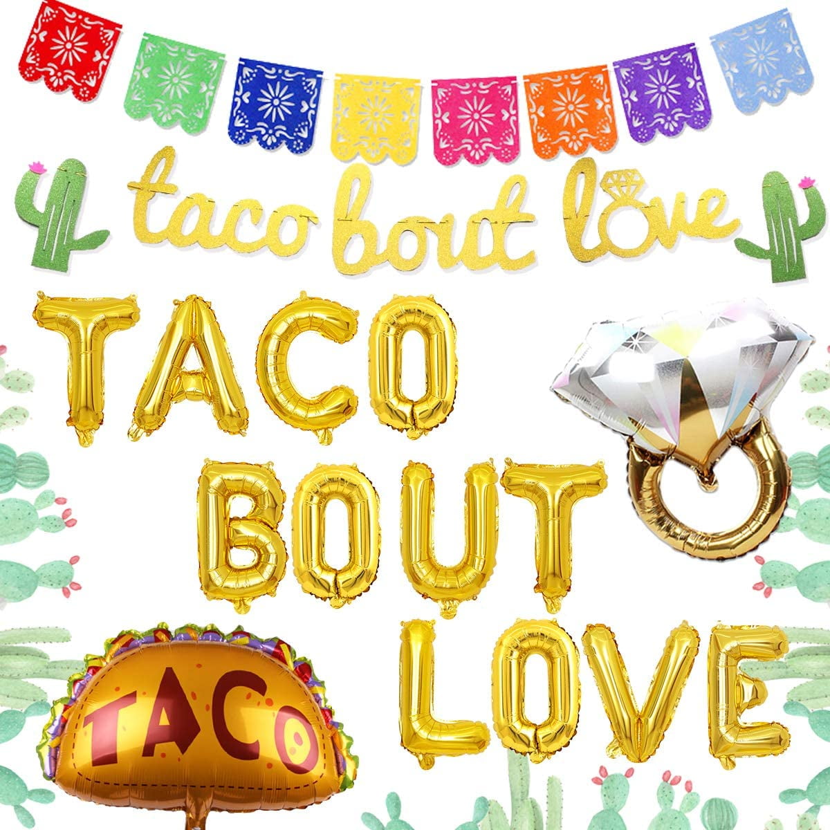 Fiesta Bridal Shower Decorations Mexican Taco Bout Love Balloon Cactus Garland Papel Picado Banner for Engagement Bachelorette Party