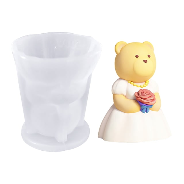 Fiudx Molde para Vela de Oso, Diseño Único de Novios, Gel de Sílice Fácil de Desmoldar, Textura Realista, Decoración Del Hogar, Regalo para Ocasiones Especiales, Perfecto para Amantes de Las Manualid