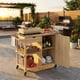 thumbnail image 1 of QinaQin Carrito de cocina exterior de madera con cubierta de acero inoxidable, gabinete, cajón, repisas abiertas y ruedas con seguro para asador o prep, 1 of 9