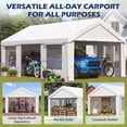thumbnail image 2 of Mellcom 13' x 20' Carport, Heavy Duty Portable Garage with Side Doors and Removable Sidewalls, All-Season Car Port for Car,SUV,Truck,White, 2 of 7