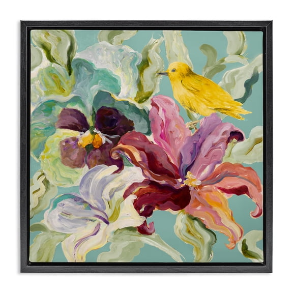 Stupell Industries Lyrical Garden Canary Black Framed Floater Canvas Wall Art, design by Lanie Loreth