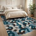 thumbnail image 3 of ODIKA 8'x10' Teal Blue Geometric Slate Washable Area Rug Modern Abstract With Dynamic Shapes And Bold Design Non-Slip Chair-Friendly Mat for Dining Room, Large Office, Lounge, 3 of 7