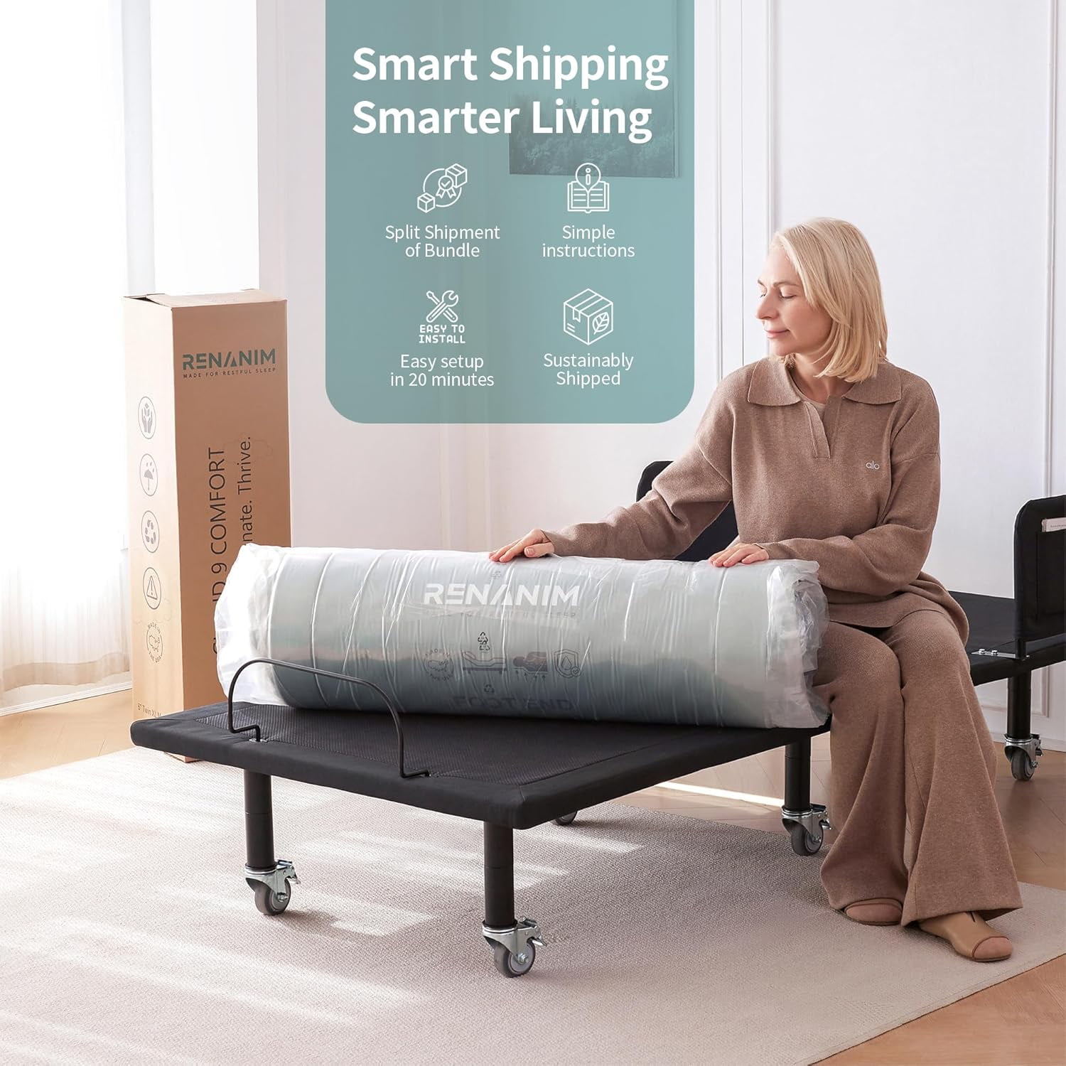 Twin XL Mattress for Adjustable Bed Base for Pressure Redistribution, 80 x 35 x 6 Inches Waterproof Twin XL Adjustable Mattress in a Box for Home Care Use