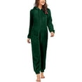 thumbnail image 2 of Family Hooded Footless Jumpsuits Long Sleeve Solid Color Fleece Sleepwear Cozy Family Matching Homewear Pajamas for Women Men and Kids, 2 of 5