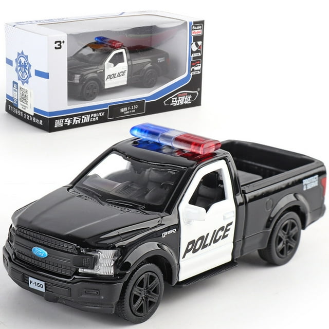 Amyove Garçons 1:36 Jouets de Voiture de Police Simulation Modèle de Voiture à 2 Portes à Rétrofriction Ornements pour Enfants Cadeaux Collection