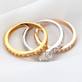 thumbnail image 3 of Yoursfs 3Pcs Multicolor Gold Plated Stackable Rings with Rhinestone CZ for Women Engagement Wedding Ring Sets for Her Wife (Size 10), 3 of 8