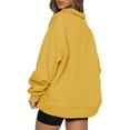 thumbnail image 3 of Xmarks Women Fashion Long Sleeve Quarter Zip Sweatshirt Drawstring Half Zipper Casual loose Pullover Tops with Pockets Yellow S, 3 of 5