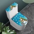 thumbnail image 2 of HELLHERO Snowman Snowflake Pattern Polyester Toilet Lid Covers Set for Household, Adjustable Elastic Installation Easy to Install, Stretchy Fabric, 17"x21", 2 of 8
