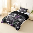 thumbnail image 2 of Homewish Goth Sugar Skull Twin Comforter Sets,Spooky Halloween Bedding Set,Rose Flower Duvet,Black Reversible,2-Piece,1 Comforter and 1 Pillowcase, 2 of 7
