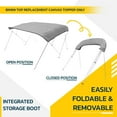 thumbnail image 2 of Seal Skin Covers 3 Bow Bimini Top Replacement Cover, Waterproof Canvas Boat Canopy Without Frame 72" L 79"-84" W Gray Color, 2 of 7