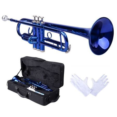 UBesGoo New Bb Beginner School Band Trumpet with Mouthpiece Case Blue Green