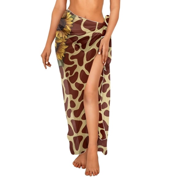 Uourmeti Sunflowers Textures Cover ups for Swimwear Women Chiffon Long Beach Tie Wrap Skirt Sheer Scarf Bathing Suit One Size