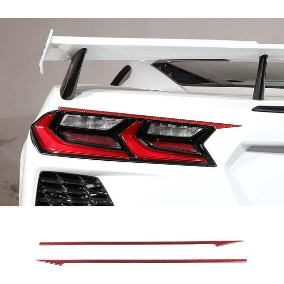 TINKI Real Carbon Fiber Tail Light Eyebrow Strip Trim Compatible with Chevrolet Corvette C8 Stingray 2020-2023, Auto Rear Light Lamp Eyebrow Decoration Strip Sticker