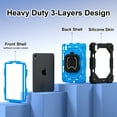 thumbnail image 3 of Rugged Shockproof Case for Apple iPad mini 7th Generation/ iPad mini 6th Gen, 360 Rotating Stand Shoulder Strap Bumper Anti-Scratch Kids Friendly Case Cover for iPad mini 6 7 8.3", Black+Blue, 3 of 8