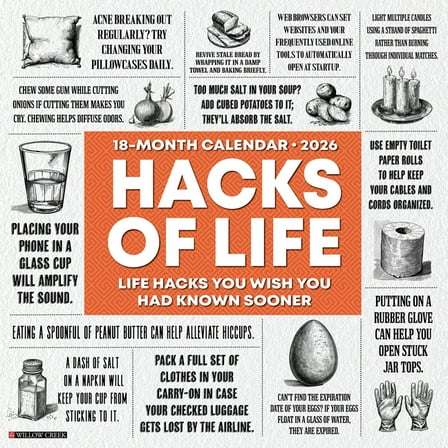Hacks of Life 2026 Wall Calendar, (Paperback)