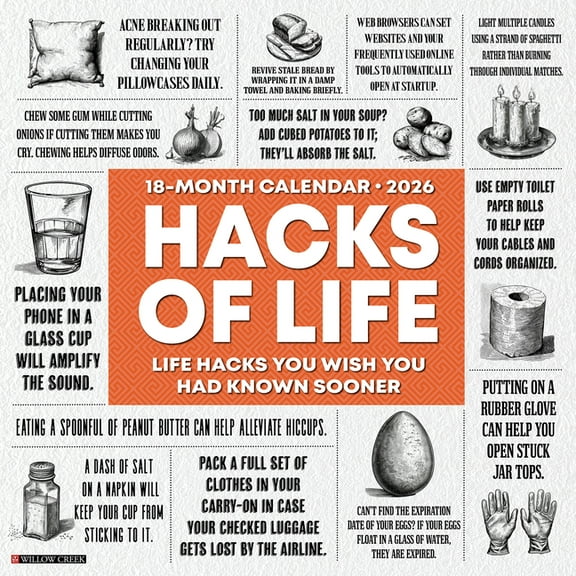 Hacks of Life 2026 Wall Calendar, (Paperback)