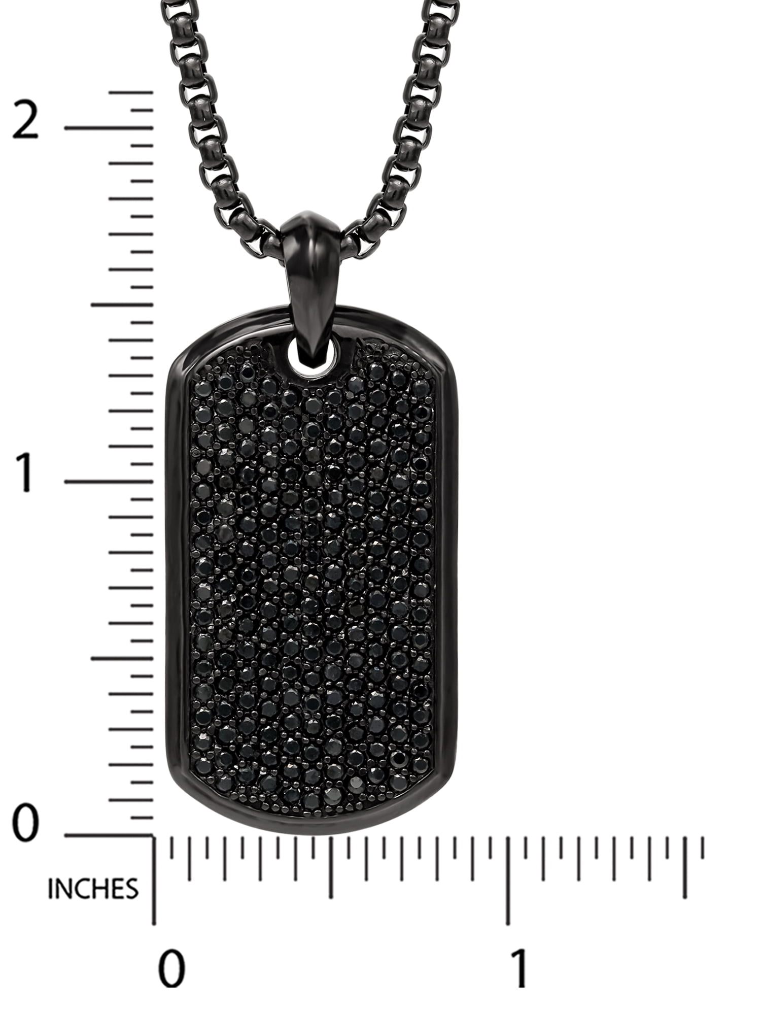 Shaquille O'Neal Men's Simulated Diamond Black Plated Stainless Steel Tag Necklace, 24" Chain