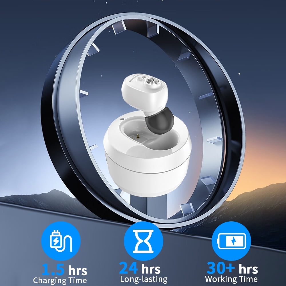 HIBRIQ Digital Rechargeable Hearing Aids with Charging Base, Noise Reduction & Comfort Fit for Seniors HH-1607