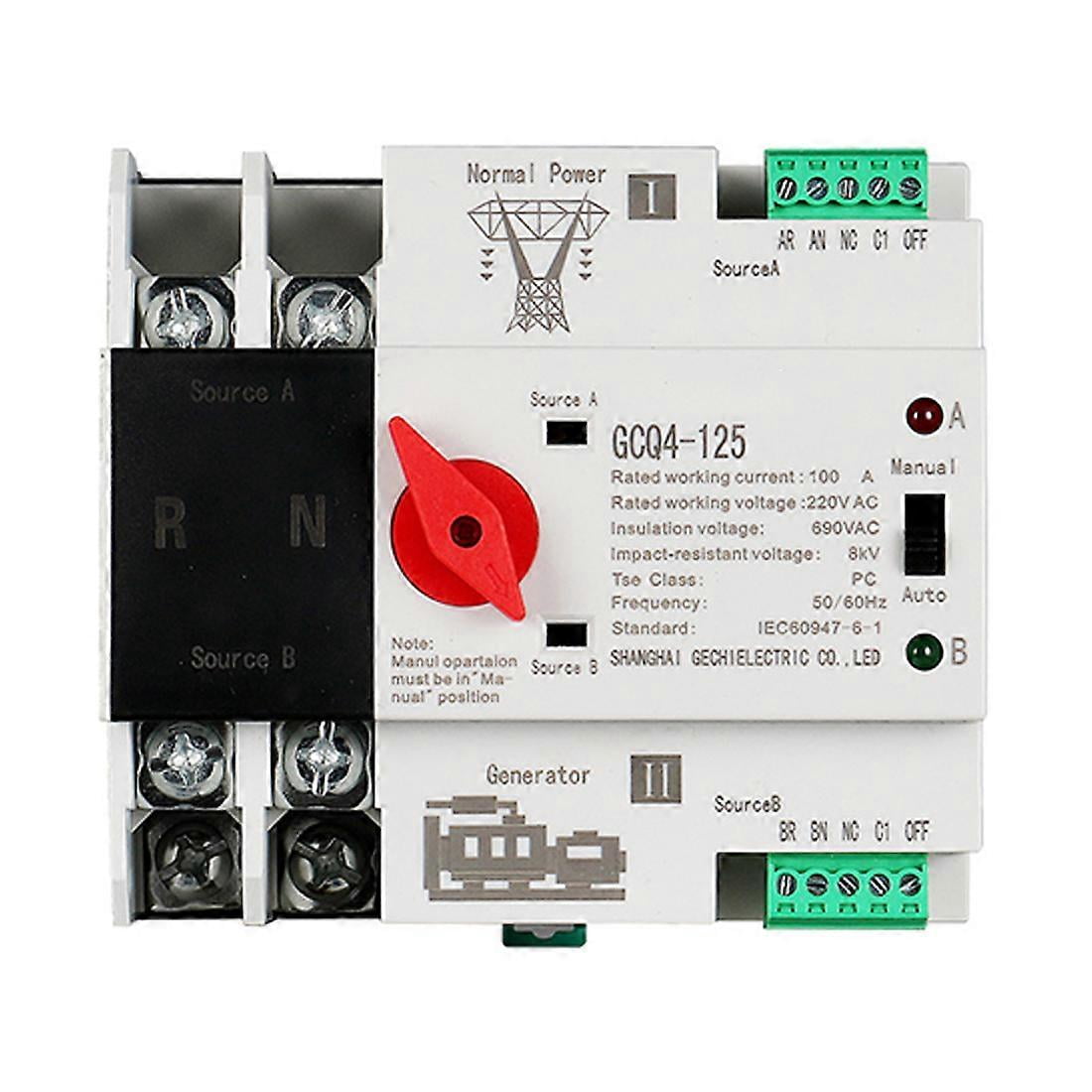 Single Phase Din Rail ATS 220V PC Dual Power Automatic fer Switch 2P ...