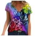 thumbnail image 2 of Puntoco Tallas grandes Mujer Manga corta Impreso Cuello en V Tops Camiseta Blusa Puntoco Puntoco-2425, 2 of 4