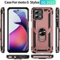 thumbnail image 6 of REQO for Moto G Stylus 5G 2023 Case with HD Screen Protector, Military-Grade Metal Ring Kickstand 15ft Drop Tested Shockproof Cover Case for Motorola Moto G Stylus 5G 2023, Rose Gold, 6 of 8