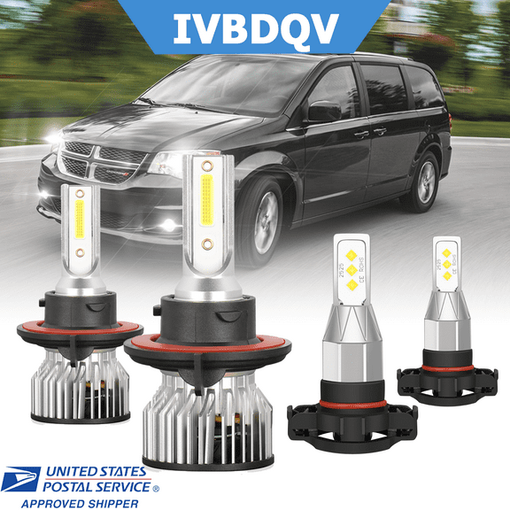 For Dodge Grand Caravan 2010 LED Headlights Combo H13/9008 High Low Beam   5202 Fog Light Kits 4Pcs