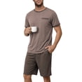 thumbnail image 5 of GENTS BLISS Men Pajamas Set Crewneck 2 Piece Set Short Sleeve Shirt with Color Block Pocket and Soft Shorts Loungewear, 5 of 11
