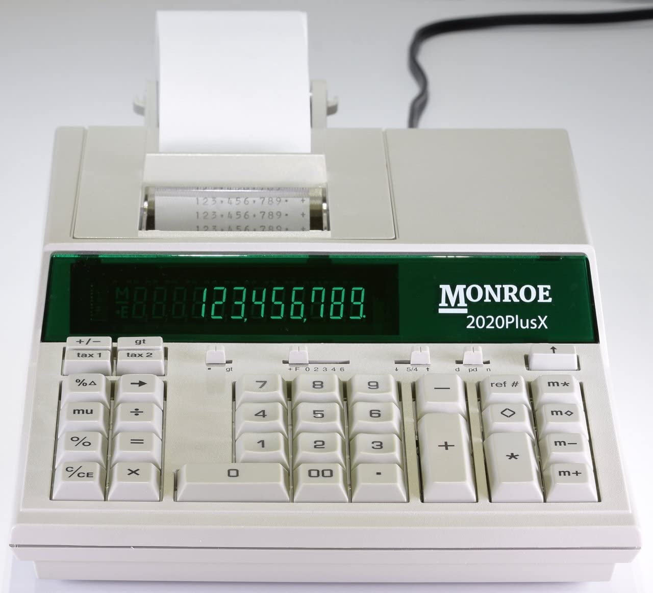 Monroe 2020PlusX 12-Digit Print/Display Medium-Duty Color Printing Calculator, Ivory