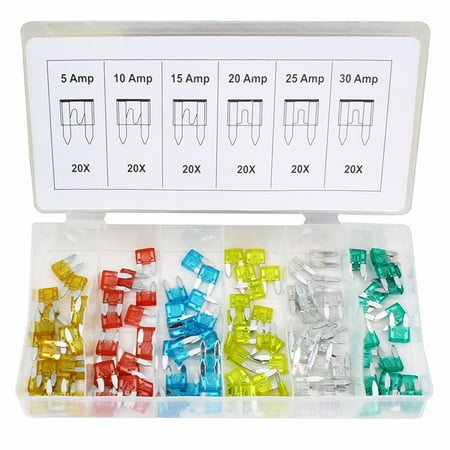 1 Fuse Kit - Stark 120 Pc Mini Auto Car Blade Fuse Assortment Set Auto Car Motorcycle SUV Fuses Kit